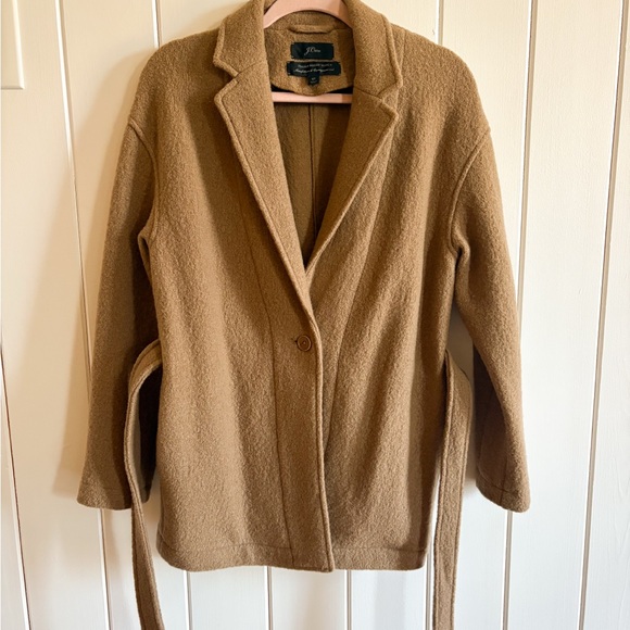 J. Crew Italian boiled wool Camel Belted Trench Coat - Picture 2 of 2